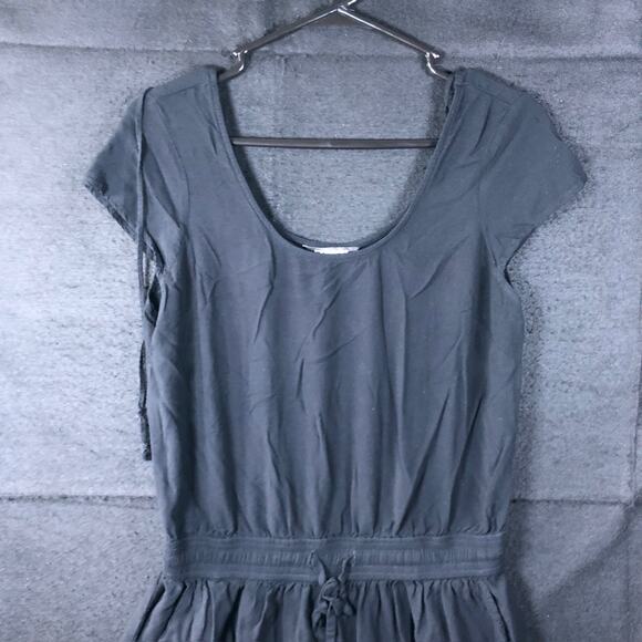 Express Womens Romper Black Short Sleeve Scoop Neck Pockets Small - Picture 2 of 11